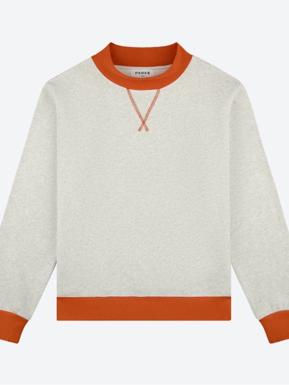 Parker Cream Crewneck Sweatshirt with Orange Trim